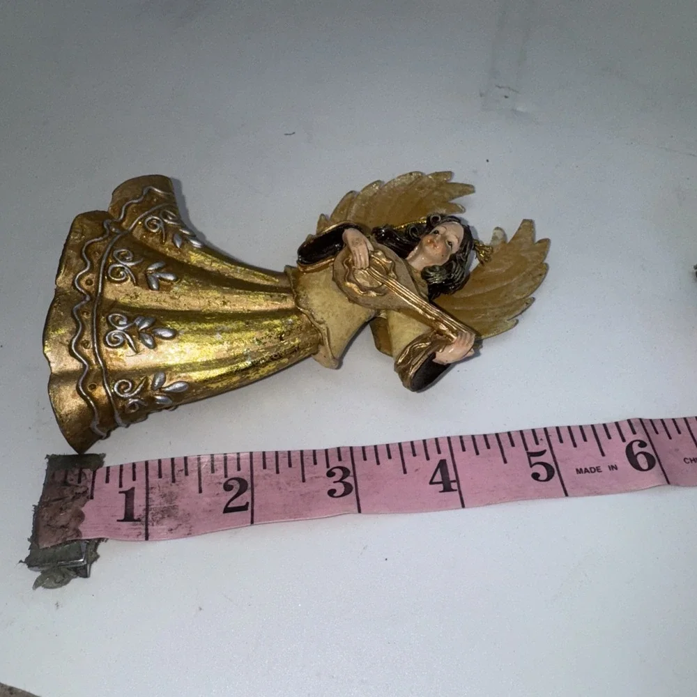 Resin Angel Ornament Lute Metal Wings‎ Please Read The Directions